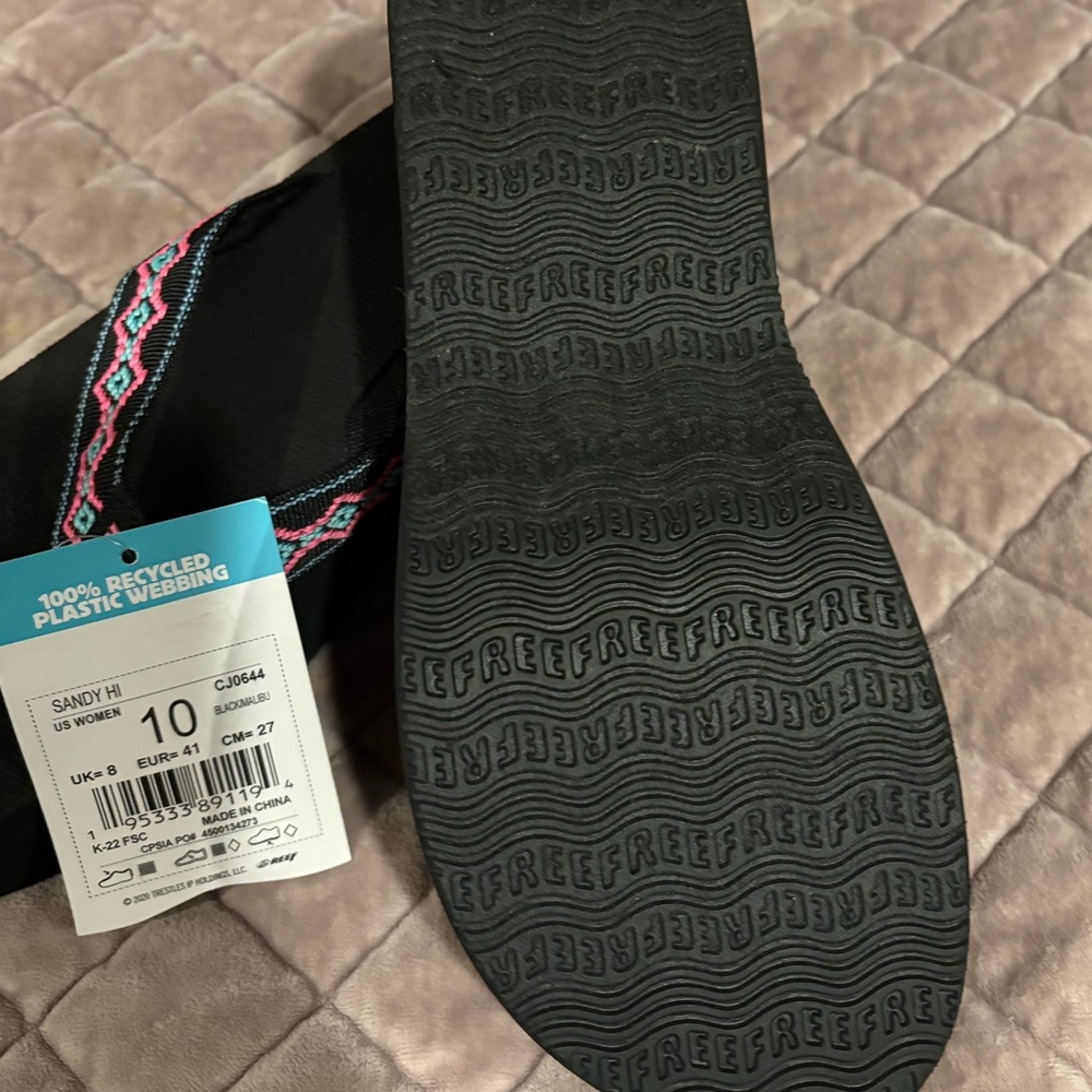 Reef Black Sandals with Pink and Blue Accents - Picture 4 of 4